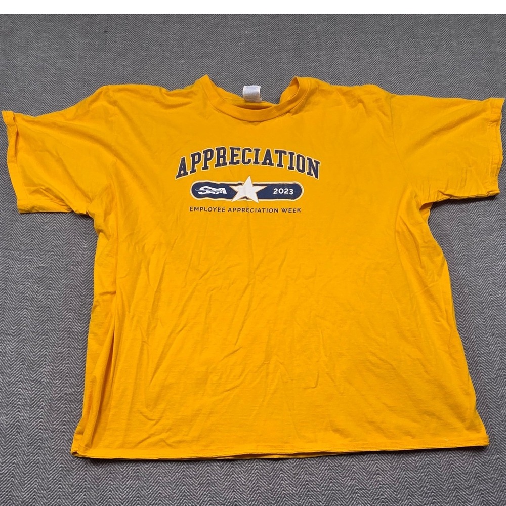 Port & Company Mens 3XL Yellow Employee Appreciation‎ Week 2023 Graphic T-Shirt